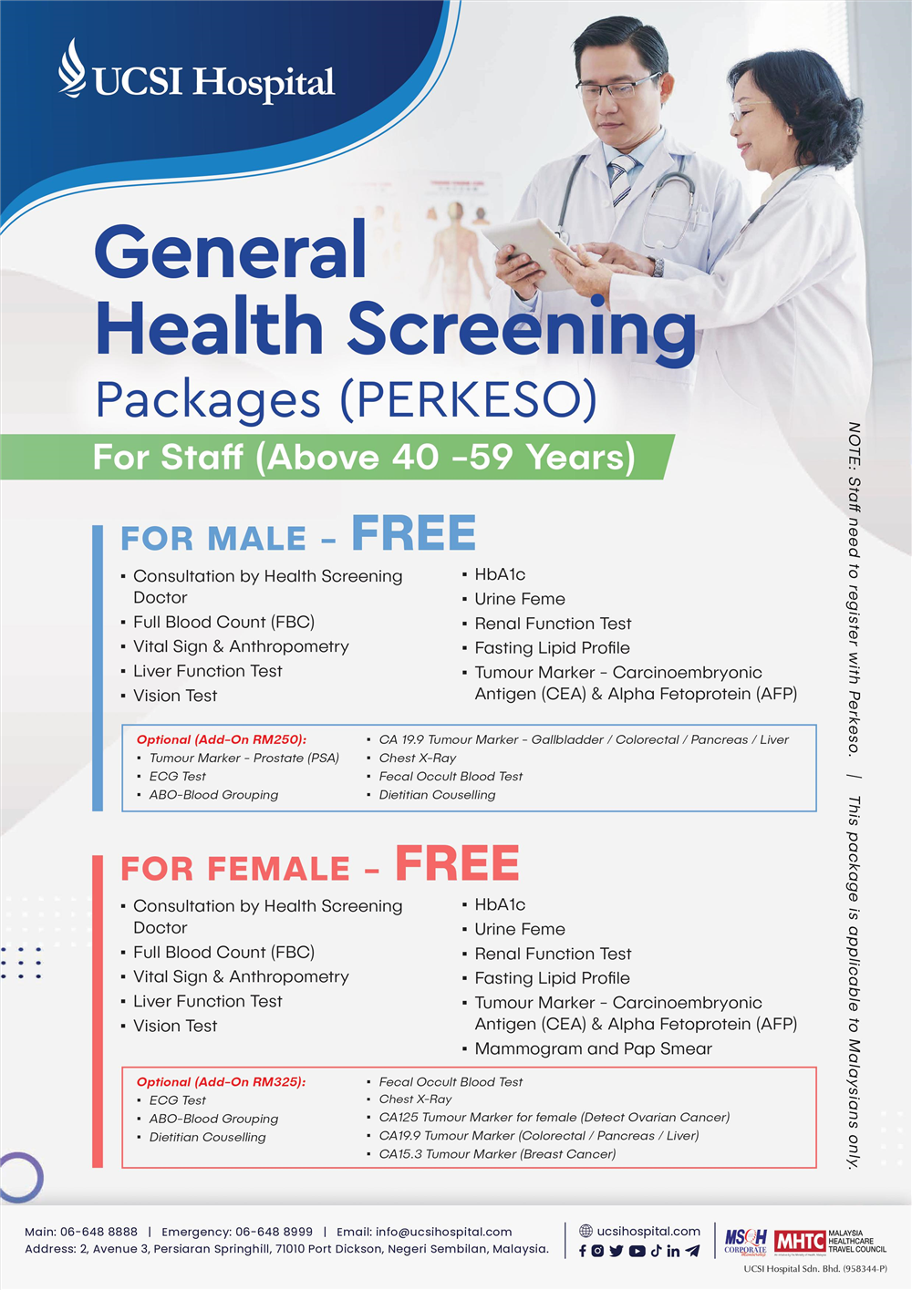 General Health Screening Package (PERKESO)