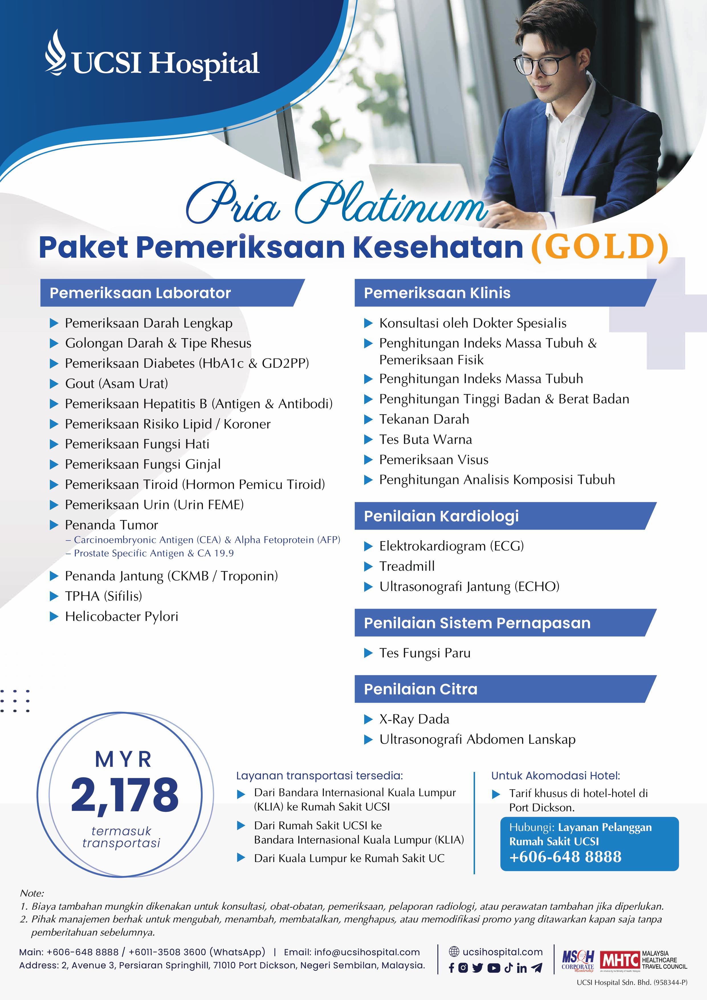 Pria Platinum Paket Pemeriksaan Kesehatan (GOLD)